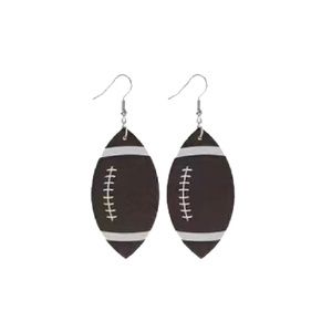 Football Rugby Ball 2" Earrings Faux Leather Sporty Team #15 New